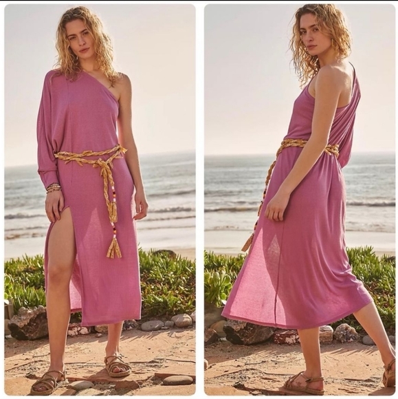 Free People Dresses & Skirts - 🆕️ Free People Beach Kara One Shoulder Linen Blend Midi Dress
